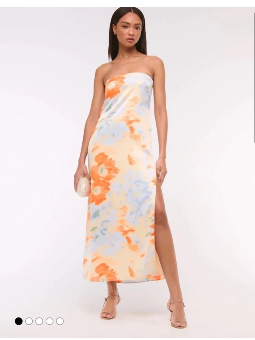 NWT Abercrombie & Fitch Blue Strapless Floral Maxi Dress Size S
